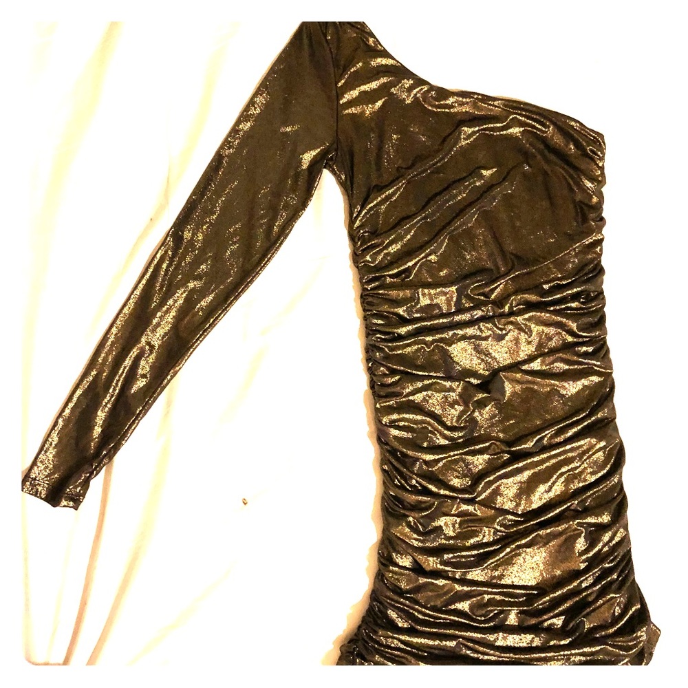 Metallic Gold One Sleeved Dress
